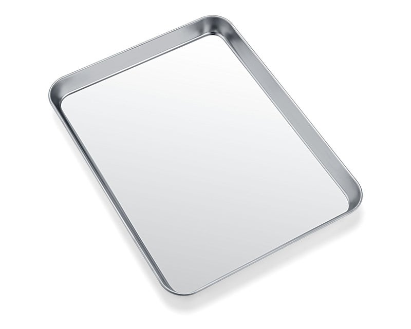 Zacfton Baking Sheets for Oven, Stainless Steel Cookie Sheet Baking Pan Toaster Oven Tray 10 x 8 x 1 Inch, Easy Clean & Non-stick & Dishwasher Safe - Image 1